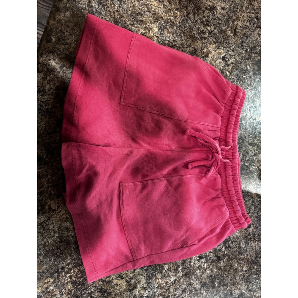 Pink Cotton Knit Lounge Shorts Elastic Drawstring Waist Pockets CP-3053AB